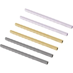 Everyday® Baby Trinkhalme Silikon 6er-Set, Grau/gelb/violett