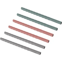 Everyday® Baby Trinkhalme Silikon 6er-Set, Grau/grün/rot