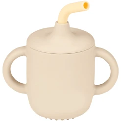 Nattou Silicon Becher Mit Strohhalm Sandfarbe / Vanille
