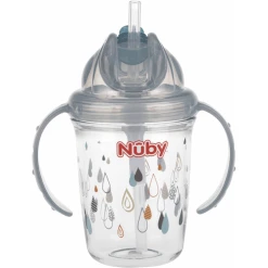 Nuby Nûby 360° Trinklhalmtasse Aus Tritan 240 Ml In Grau