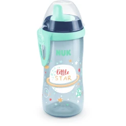 NUK Trinkflasche Kiddy Cup Night 300 Ml, Blau