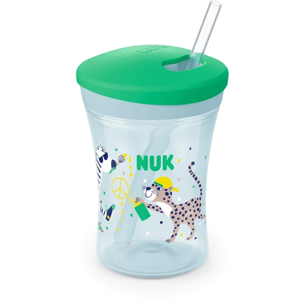 NUK Trinklernbecher Action Cup Weicher Trinkhalm, Auslaufsicher Ab 12 Monaten Grün 1 NUK Trinklernbecher Action Cup Weicher Trinkhalm, Auslaufsicher Ab 12 Monaten Grün