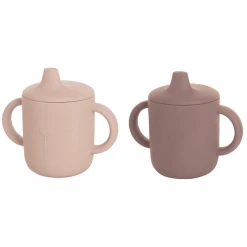 The Cotton Cloud Trinklerntassen Set Aus Silikon, Lili Der Bär, Plum/Blush